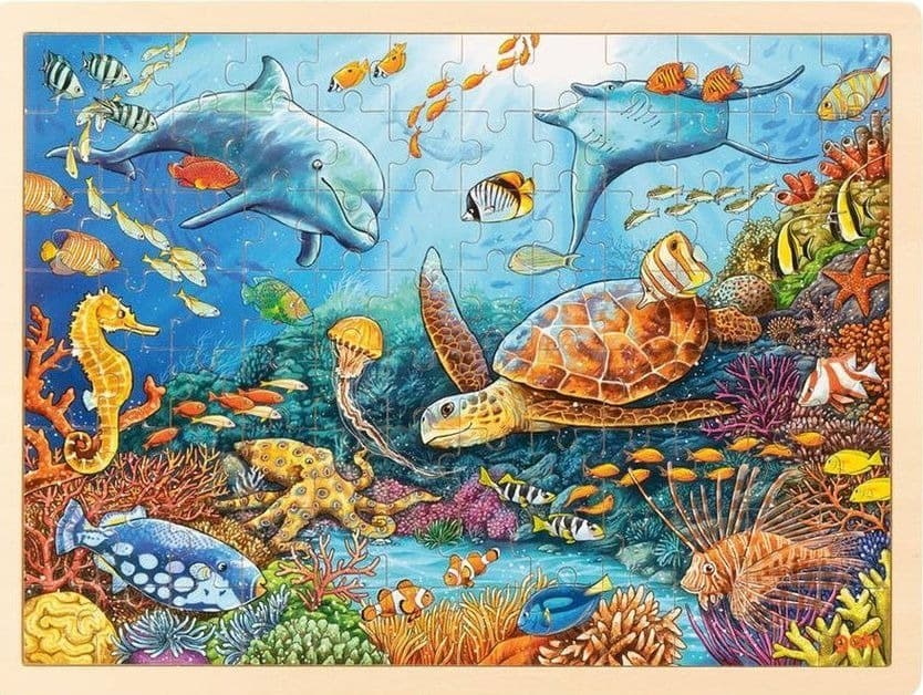 Puzzle din lemn - Marea Bariera de Corali, 96 piese | Goki