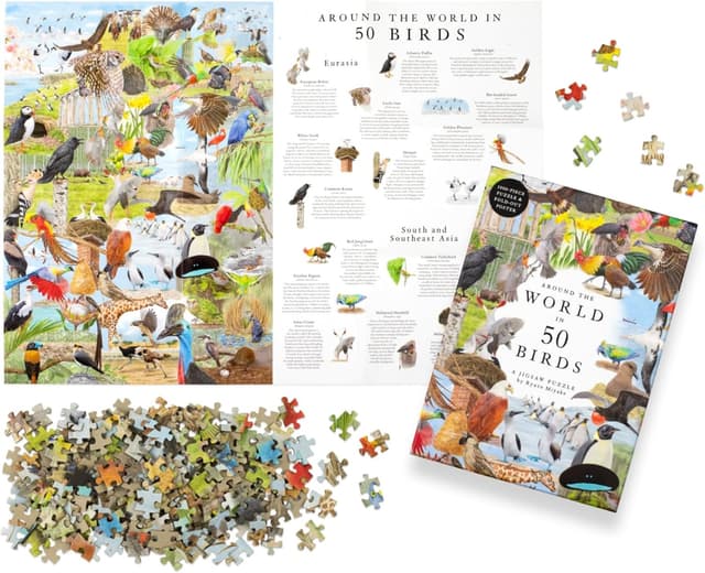 Puzzle Around the World in 50 Birds, 1000 piese | Laurence King