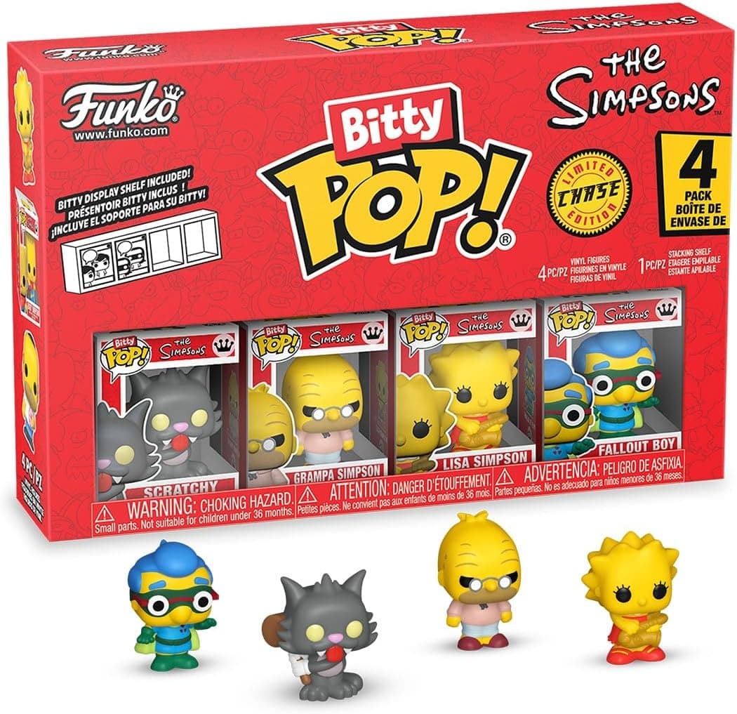 Set 4 figurine - Funko Pop! Bitty - The Simpsons - Scratchy, Grampa Simpson, Lisa Simpson, Fallout Boy | Funko
