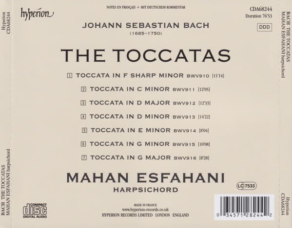 Bach: The Toccatas | Mahan Esfahani