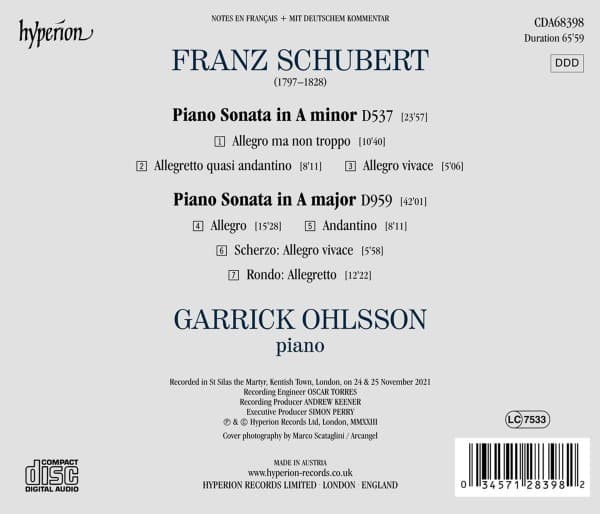Piano Sonatas D537 & D959 | Franz Schubert, Garrick Ohlsson