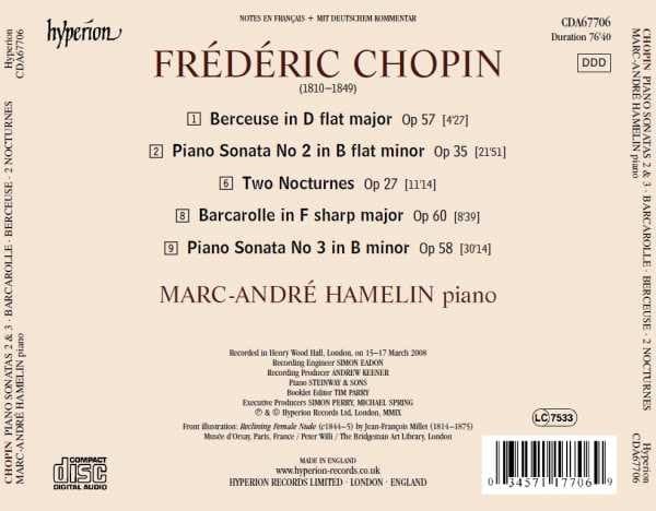 Chopin: Sonatas Nos 2 & 3 / Two Nocturnes | Marc-Andre Hamelin