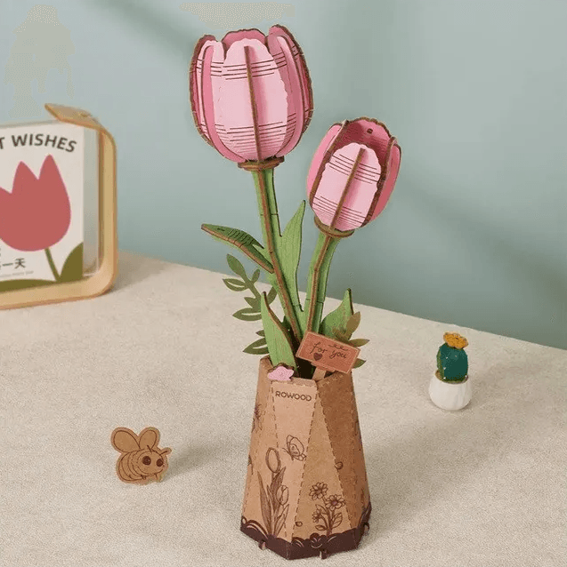 Puzzle 3D 72 piese - Pink Tulip | Robotime