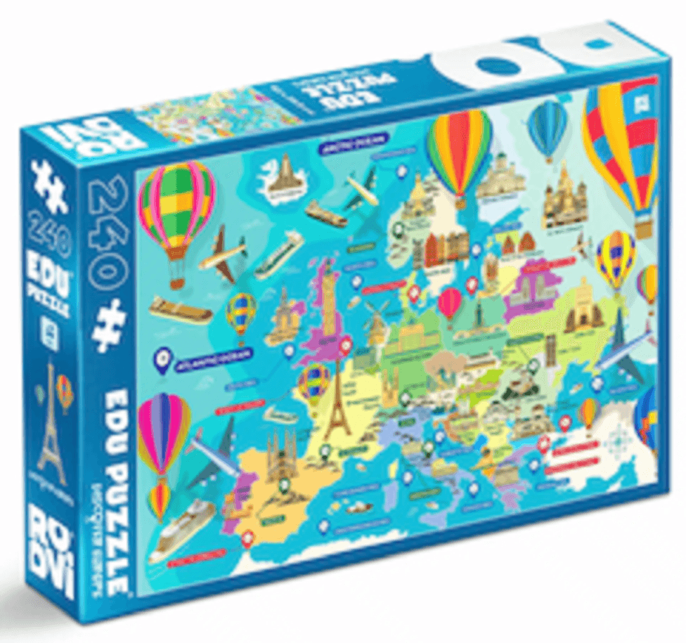 Puzzle 240 piese - Harta lumii | D-Toys