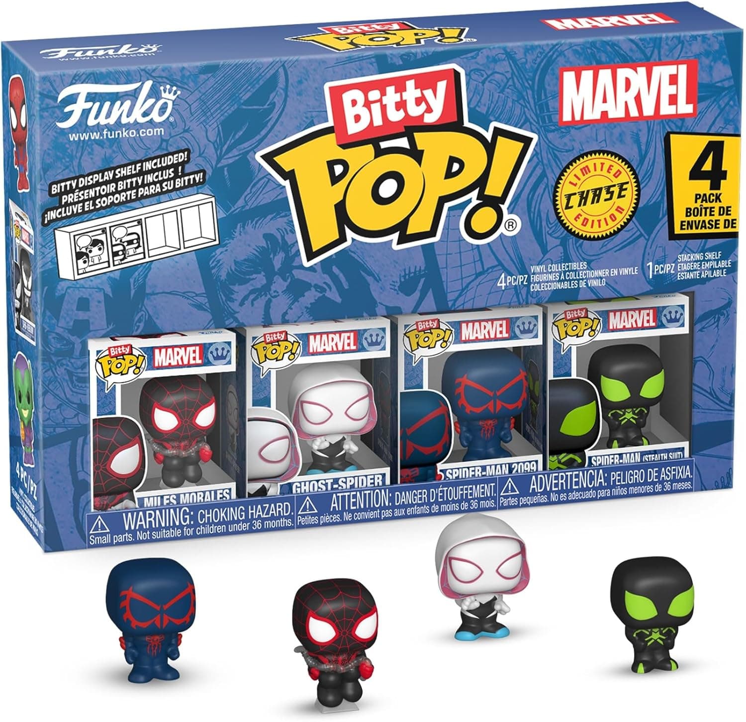 Set 4 figurine - Marvel - Miles Morales, Ghost-Spider, Spider-Man 2099, Spider-Man(Stealth Suit) | Funko