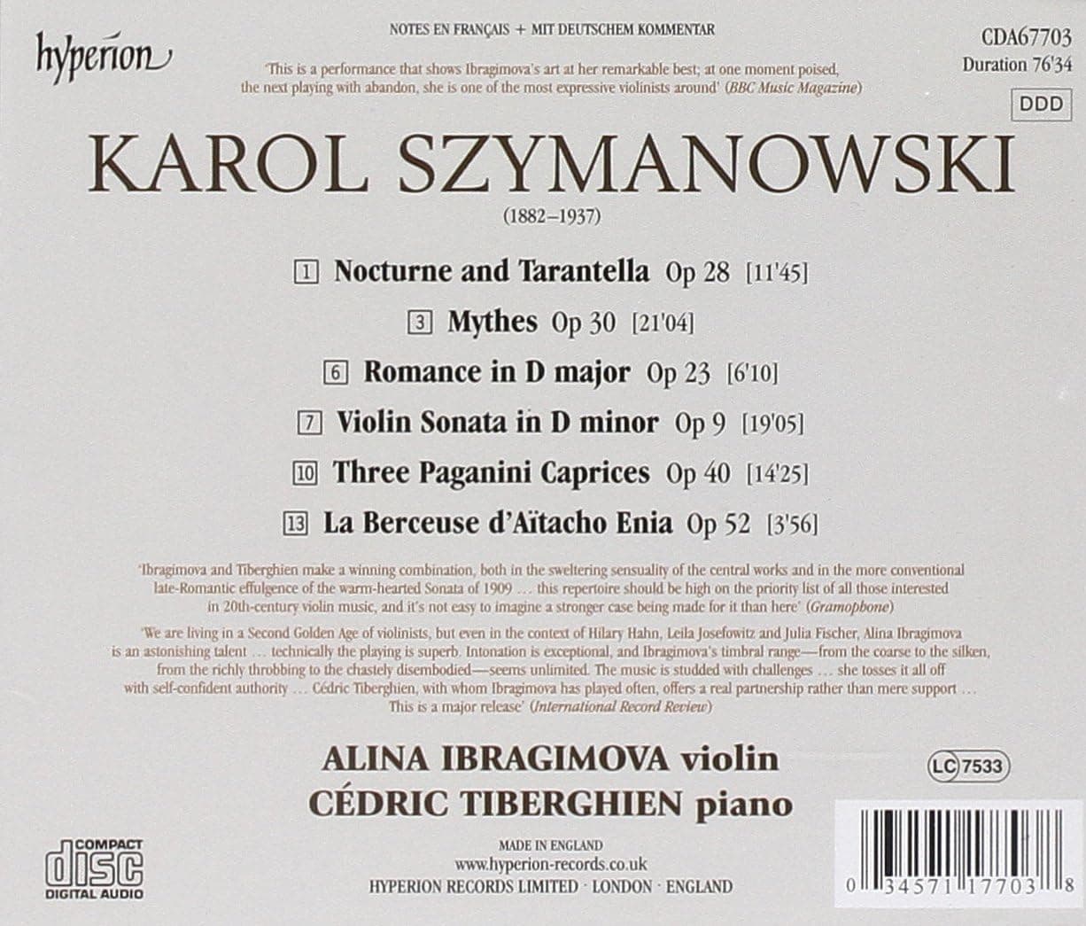 Szymanowski: The Complete Music For Violin And Piano | Alina Ibragimova, Cedric Tiberghien