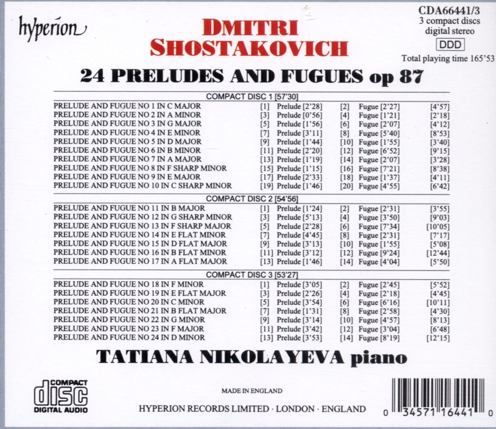 Shostakovich: 24 Preludes And Fugues Op 87 | Tatjana Nikolajewa