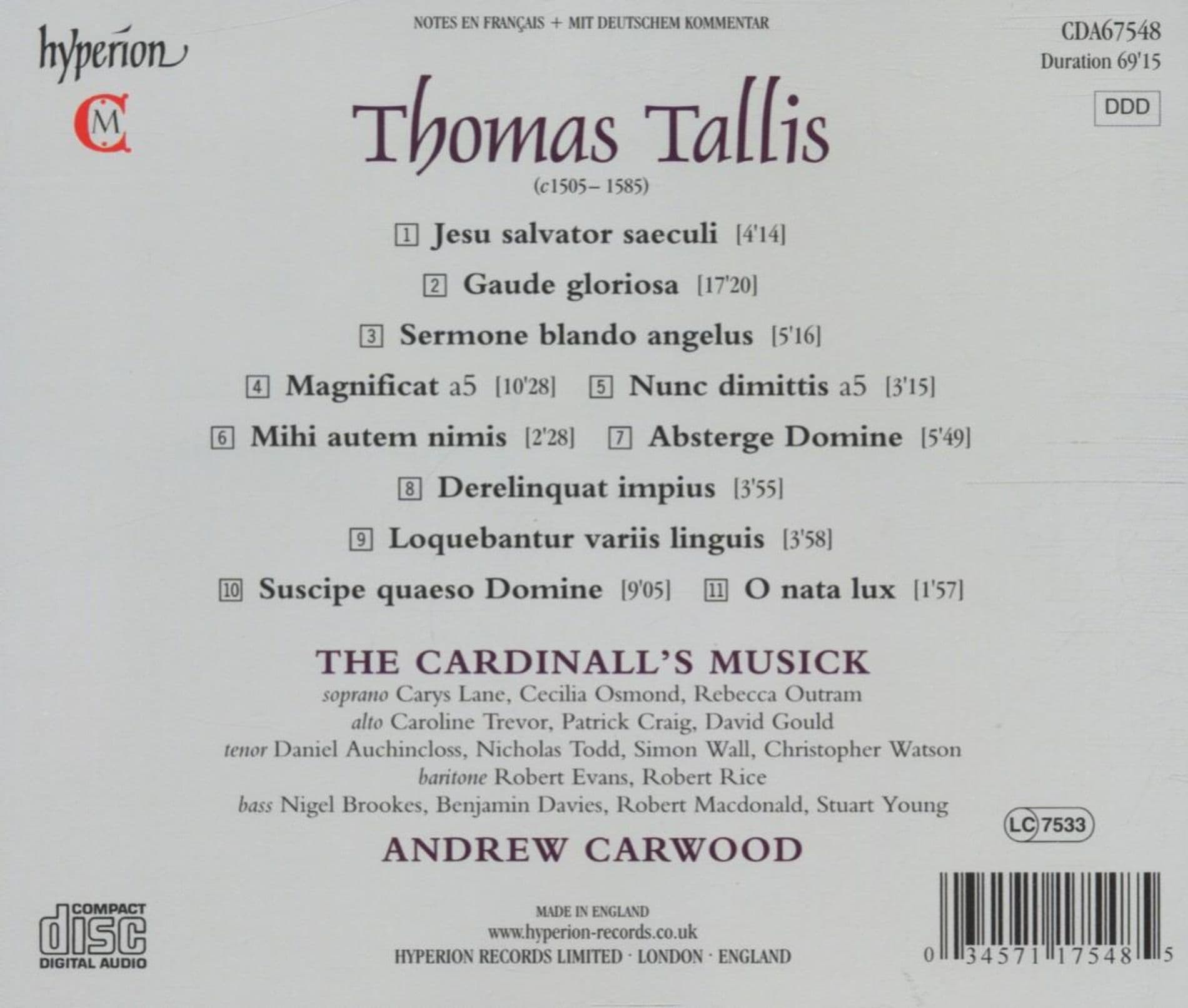 Tallis: Gaude gloriosa | The Cardinall's Musick, Andrew Carwood