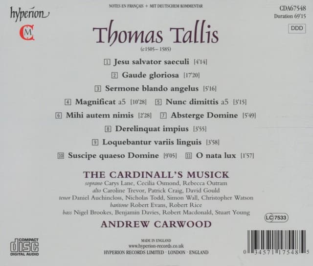 Tallis: Gaude gloriosa | The Cardinall's Musick, Andrew Carwood