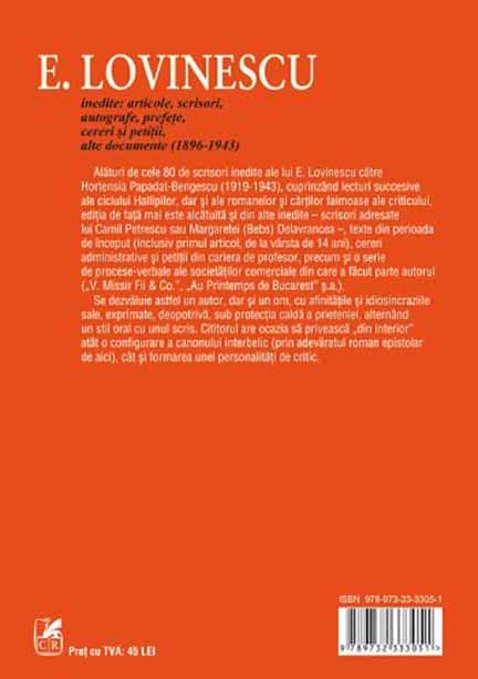 Inedite: articole, scrisori, autografe, prefete, cereri si petitii, alte documente (1896-1943) | Eugen Lovinescu
