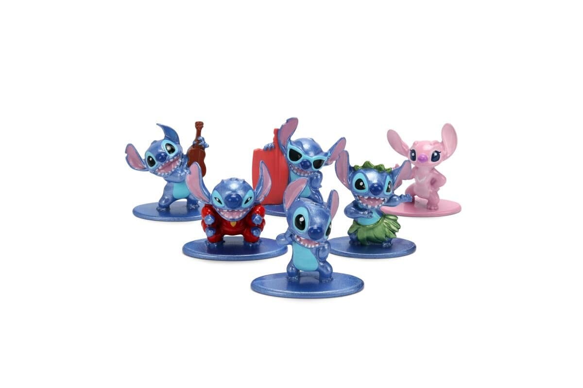 Set 6 figurine metalice - Stitch - Stitch, Ukulele Stitch, Stitch Red Suit, Surfing Stitch, Dancing Stitch, Angel | Jada Toys