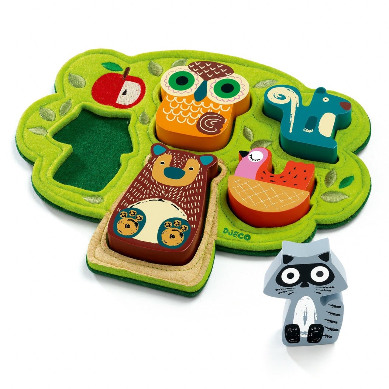 Puzzle din lemn si fetru - Oski, 5 piese | Djeco