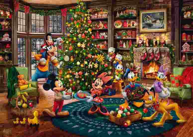 Puzzle 1000 piese - Disney - Mickey & Minnie impodobesc bradul | Schmidt