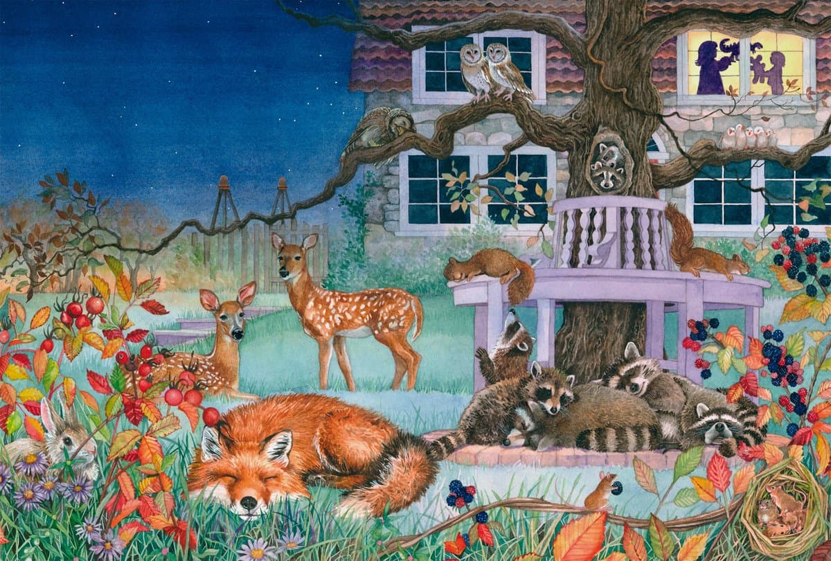 Puzzle 100 piese - Vizita animalelor noaptea | Schmidt