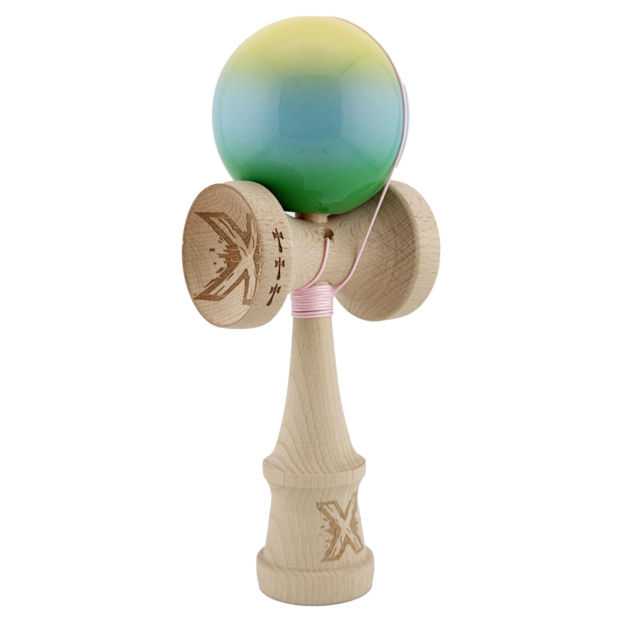 Jucarie de indemanare - Kendama X Super Sticky - Galben/Albastru/Verde | X