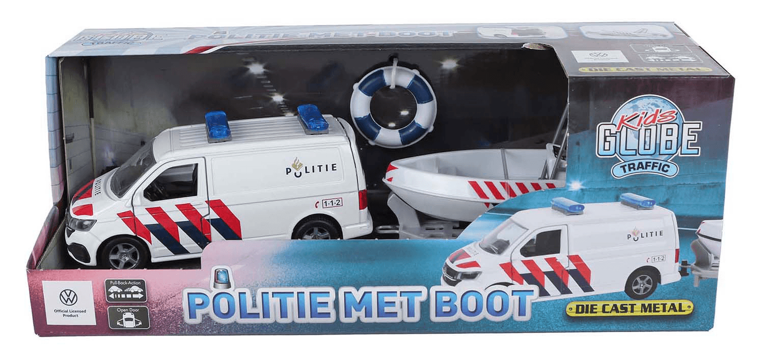 Set masina de politie cu trailer + barca VM520419  | Diecast