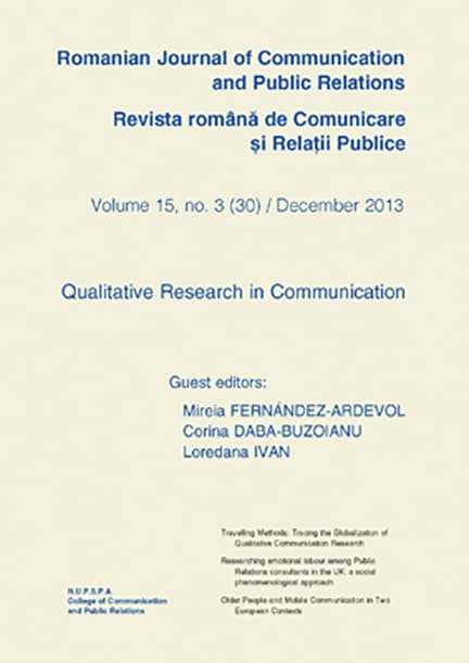 Romanian Journal of Communication and Public Relations / Revista romana de comunicare si relatii publice - nr. 30 / 2013 |
