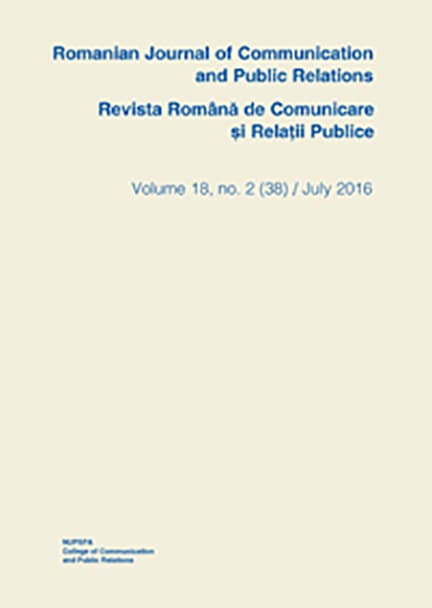 Romanian Journal of Communication and Public Relations / Revista romana de comunicare si relatii publice - nr. 38 / 2016 |