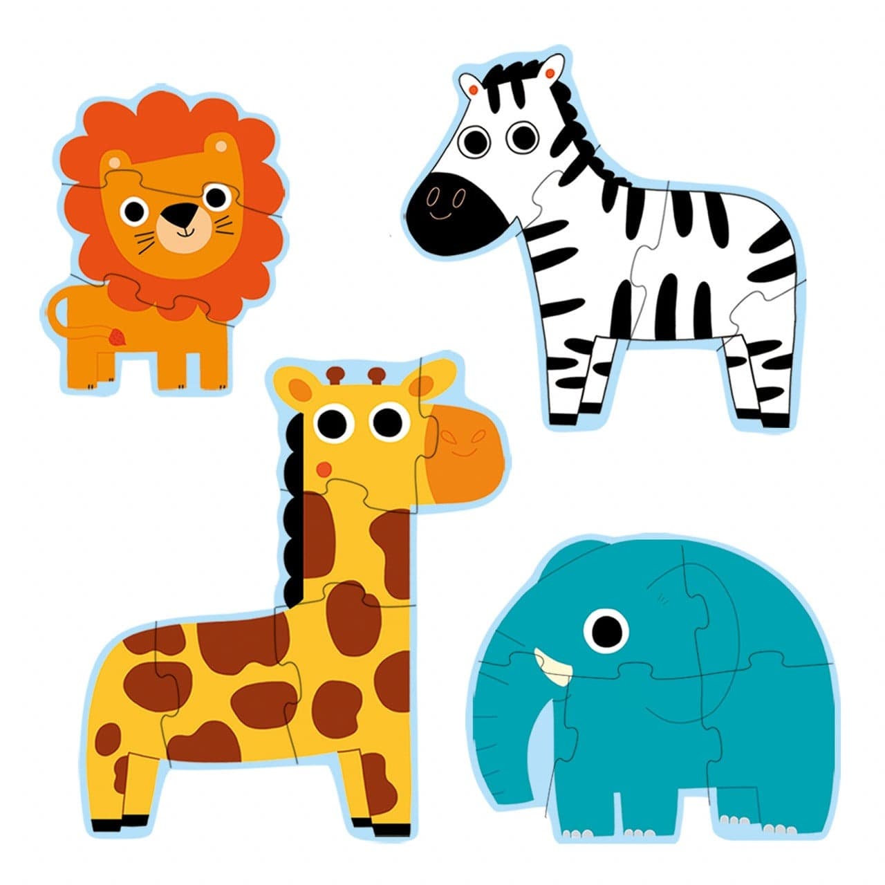 Set 4 puzzle-uri progresive - Animale in jungla, 18 piese | Djeco