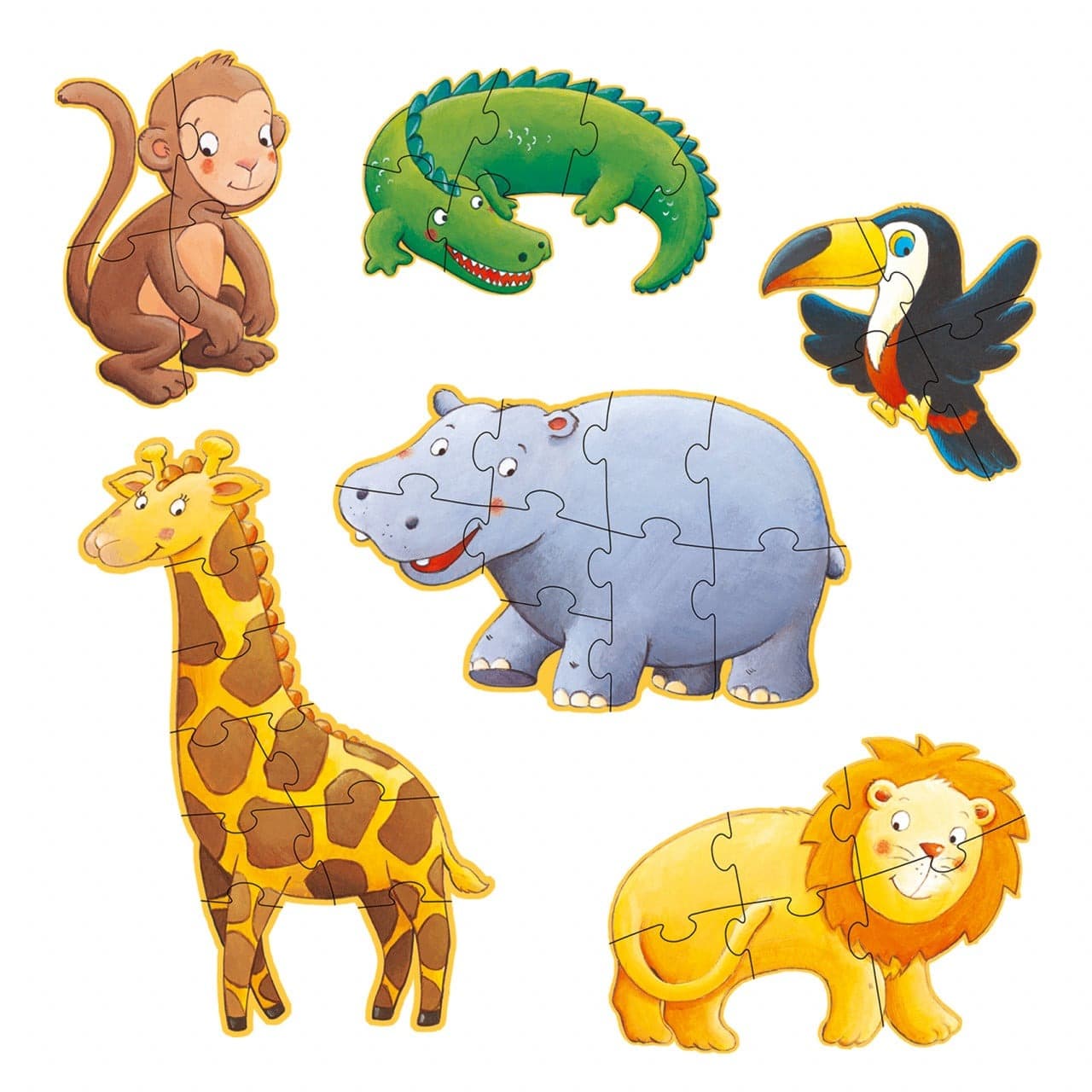Set 6 puzzle-uri progresive - Animale salbatice, 38 piese | Djeco