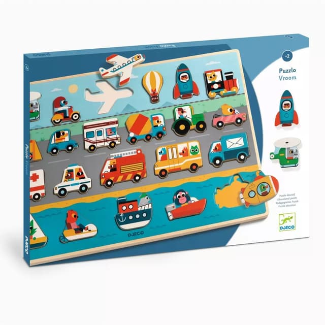 Puzzle din lemn - Vroom, Vroom | Djeco