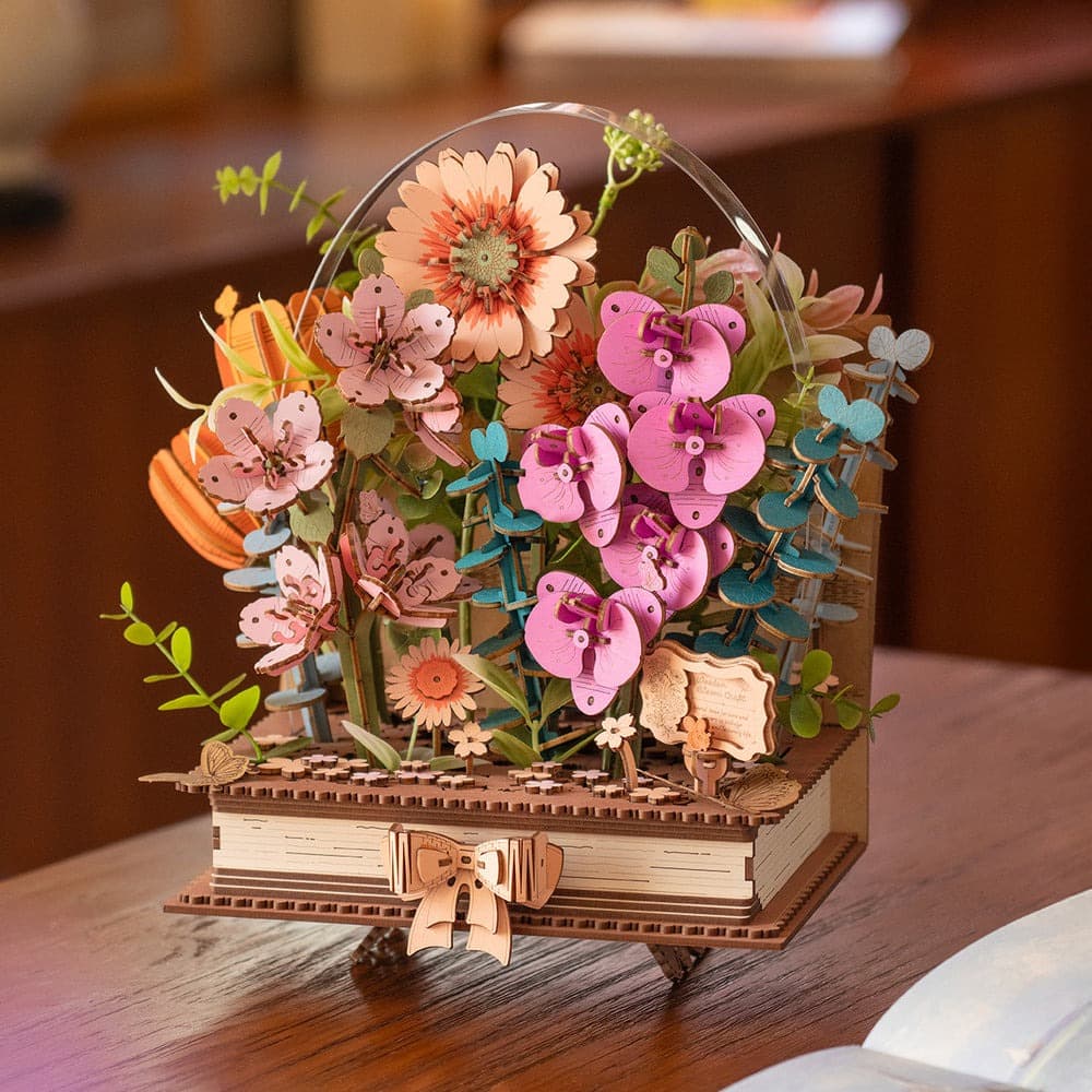 Diorama. Puzzle 3D - Wooden Blooming Book, 522 piese | Robotime