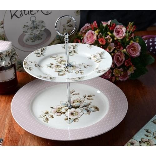 Katie Alice - Vintage Inspired Two Tier Cottage Flower Cake Stand | Creative Tops
