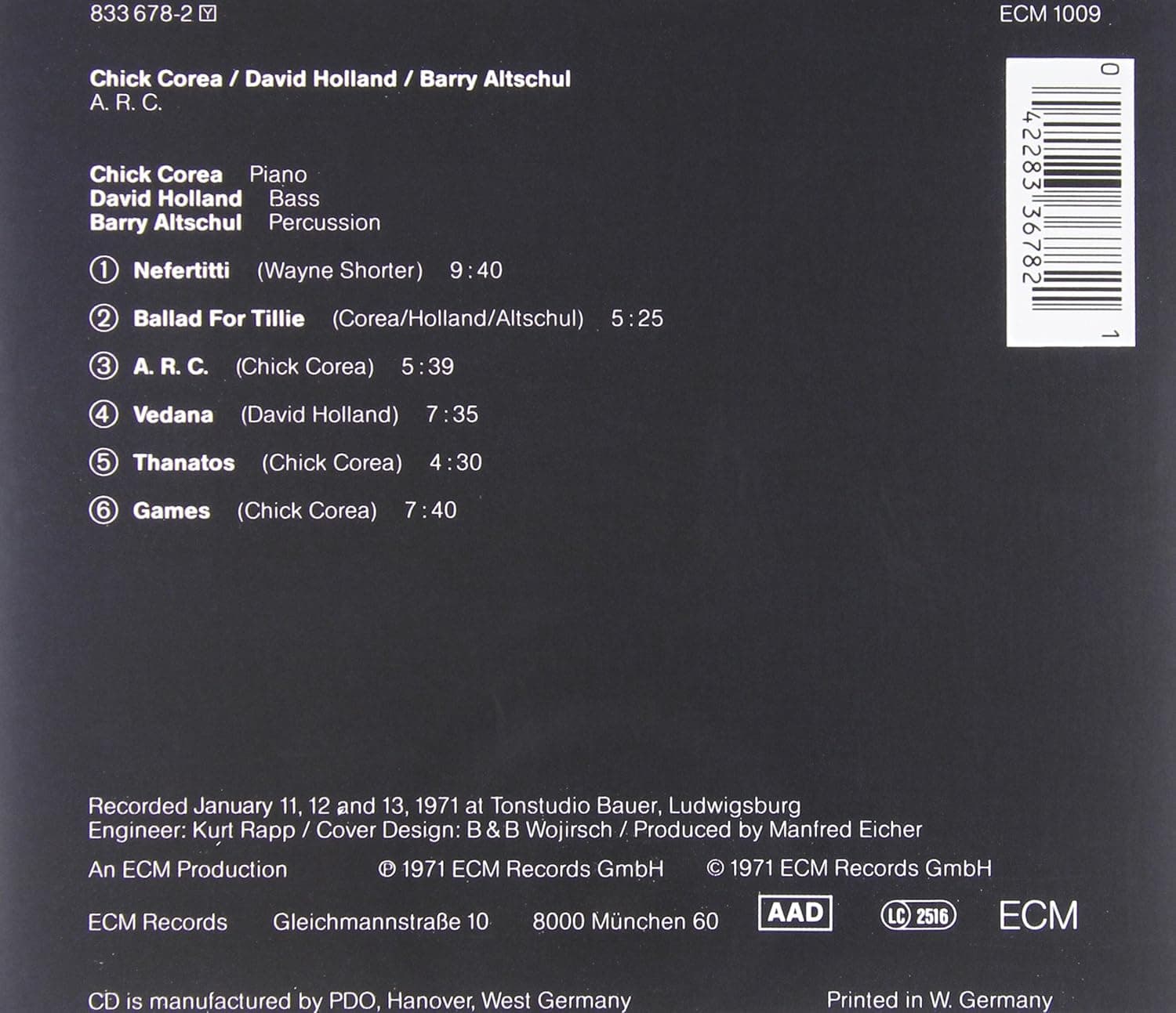 A.R.C | Chick Corea, David Holland, Barry Altschul
