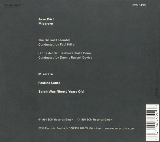 Arvo Part: Miserere | The Hilliard Ensemble, Orchester Der Beethovenhalle Bonn