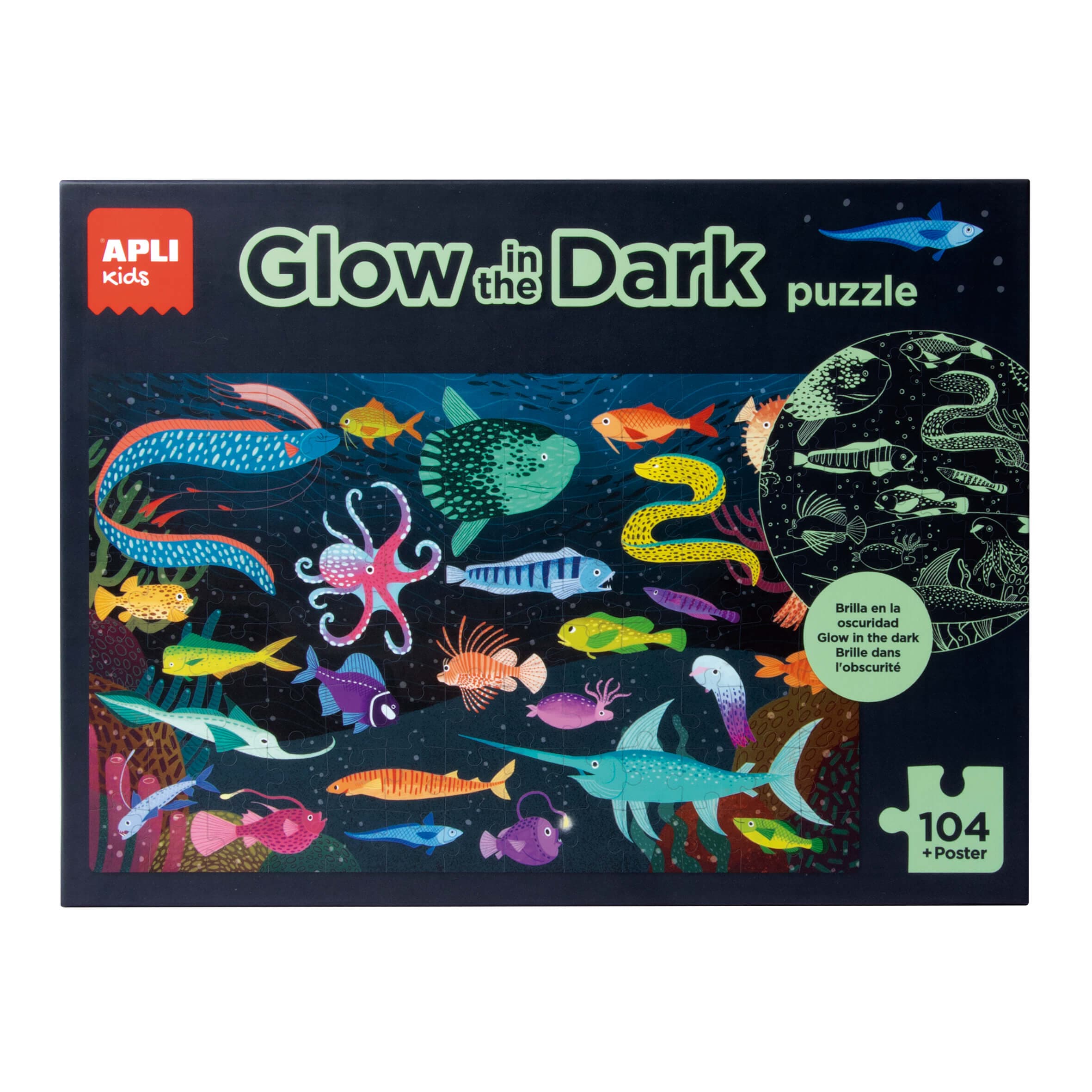 Puzzle 104 piese - Glow in the Dark - Ocean  | Apli