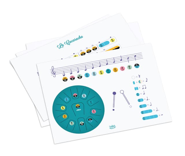 Instrument muzical - 8inch Metal Tongue Drum with scores, 11 notes | Vilac