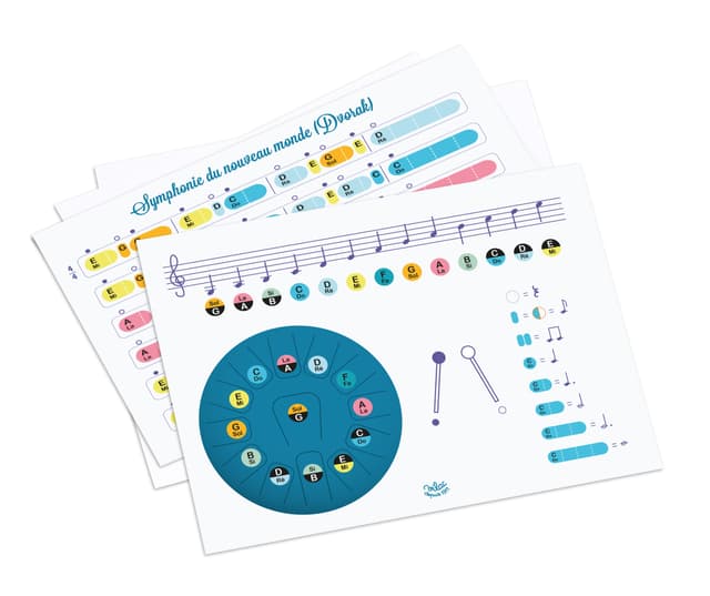 Instrument muzical - 10" Metal Tongue Drum with scores, 13 notes | Vilac
