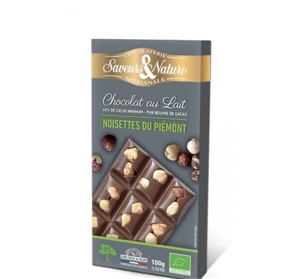 Ciocolata cu lapte si alune - Table Incrustee Lait Noisette Bio | Saveurs et Nature
