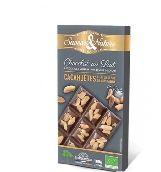 Ciocolata cu lapte si arahide - Table Incrustee Lait Noisette Bio | Saveurs et Nature