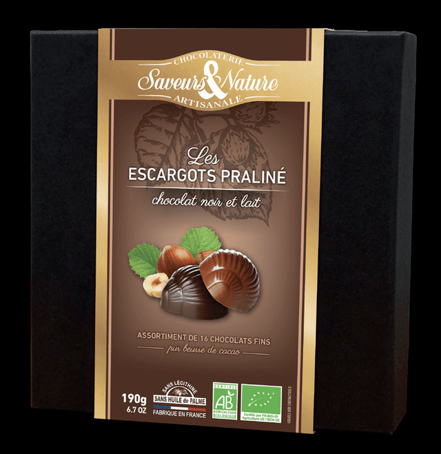 Cutie cu 16 bomboane de ciocolata  BIO / Coffret 16 escargots  | Saveurs et Nature