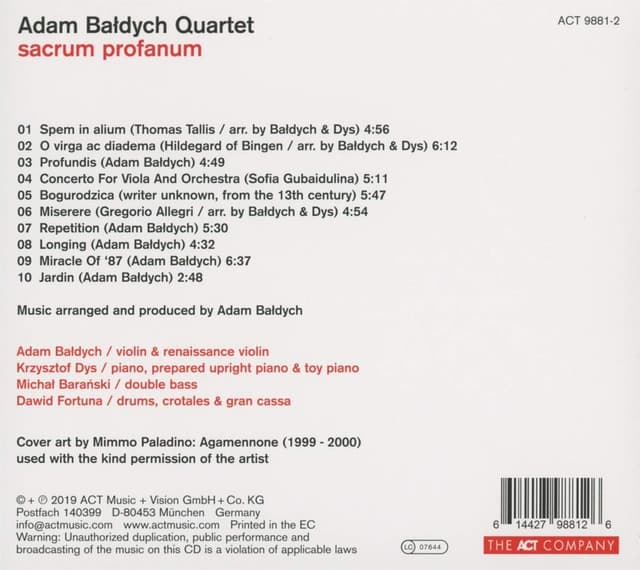 Sacrum Profanum | Adam Baldych Quartet