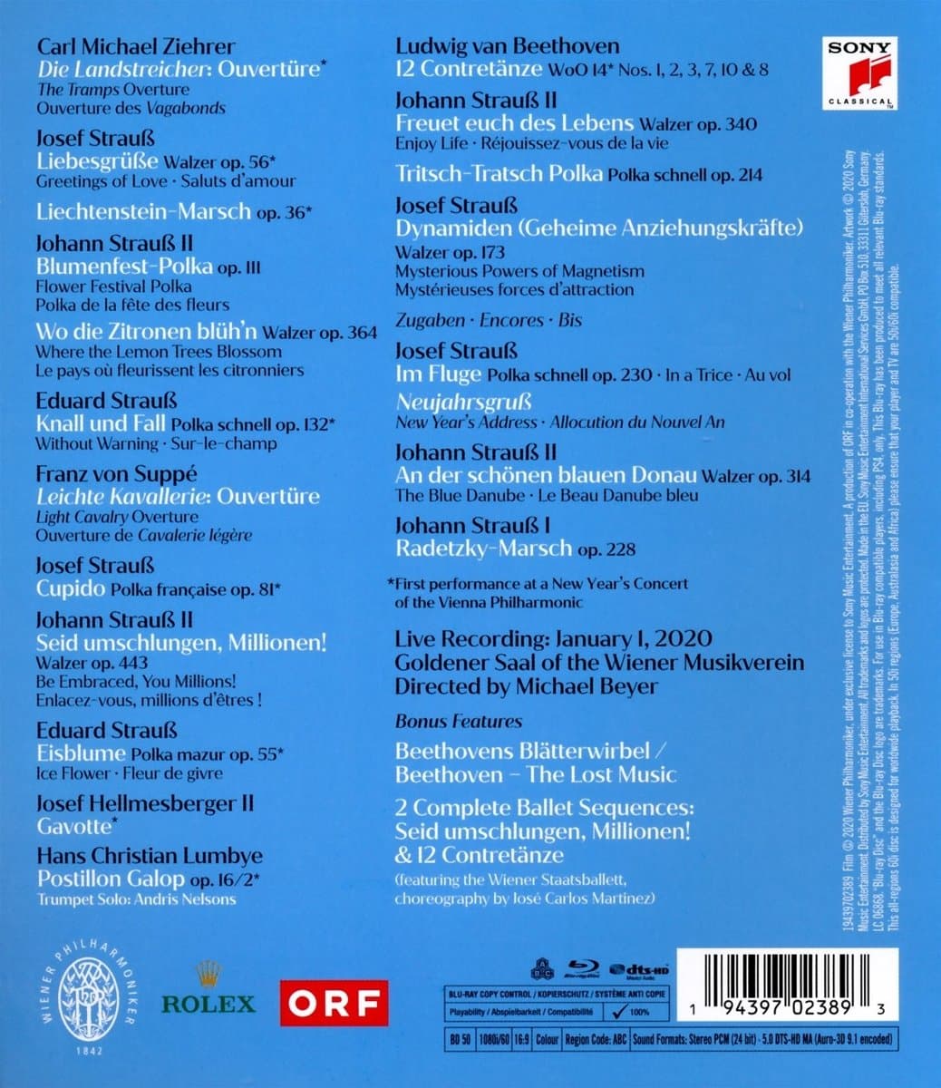 New Year's Concert 2020 (Blu-Ray Disc) | Wiener Philharmoniker, Andris Nelsons