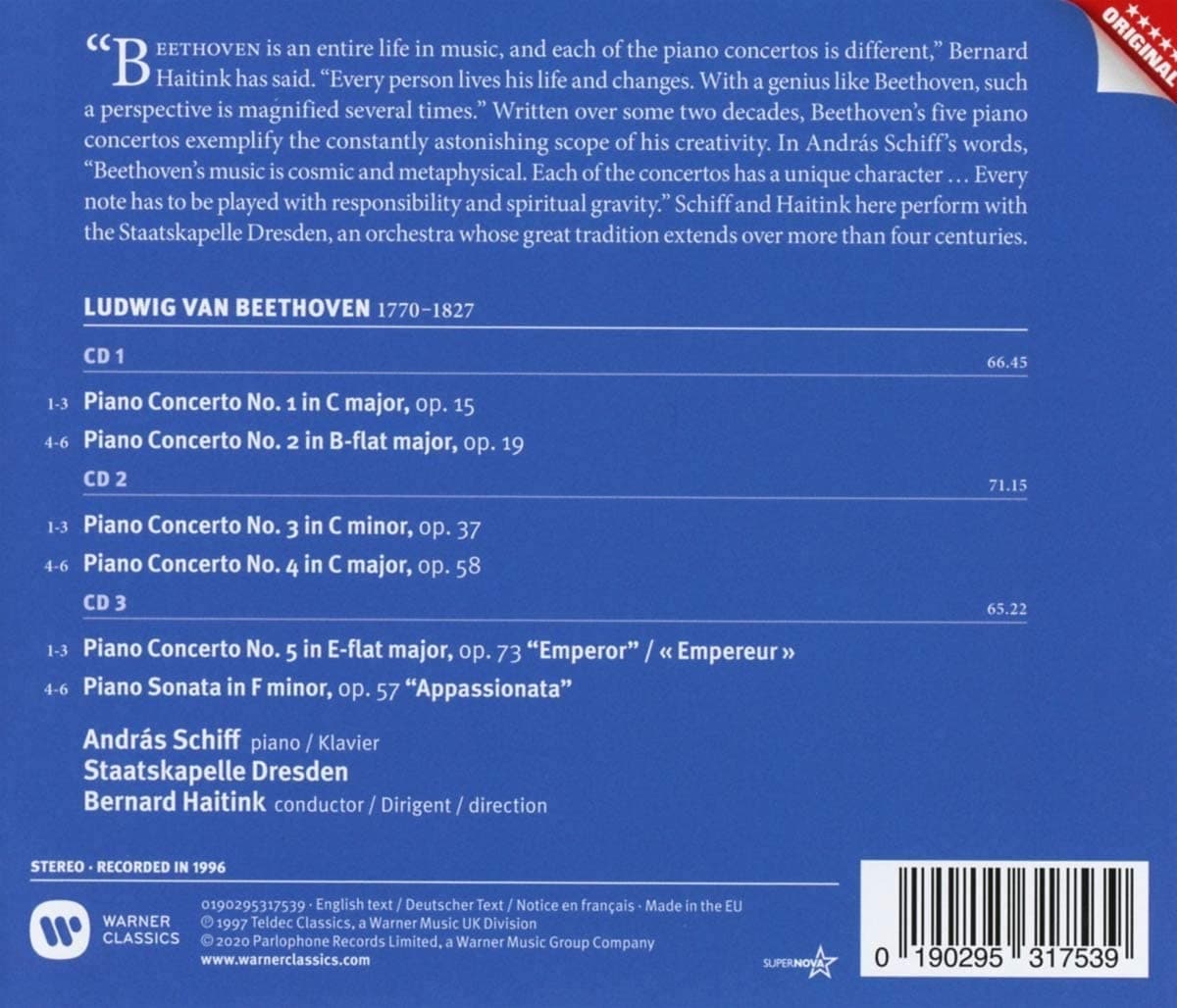 Beethoven: The 5 Piano Concertos, Appassionata Sonata | Andras Schiff, Bernard Haitink, Staatskapelle Dresden