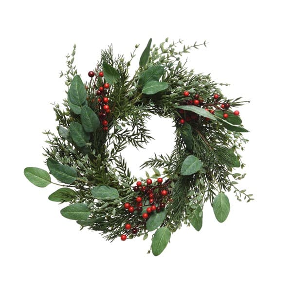 Coronita artificiala - Deco Wreath Leves Red Berries, 40 cm | Kaemingk
