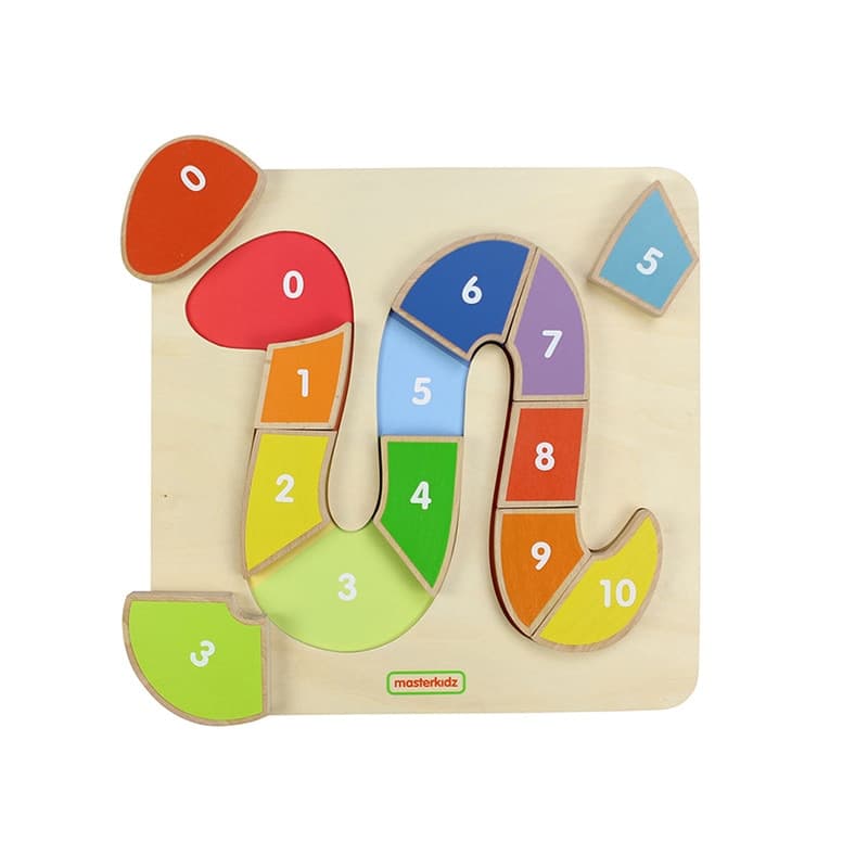 Puzzle din lemn - Sarpe colorat cu numere 1-10 | Masterkidz