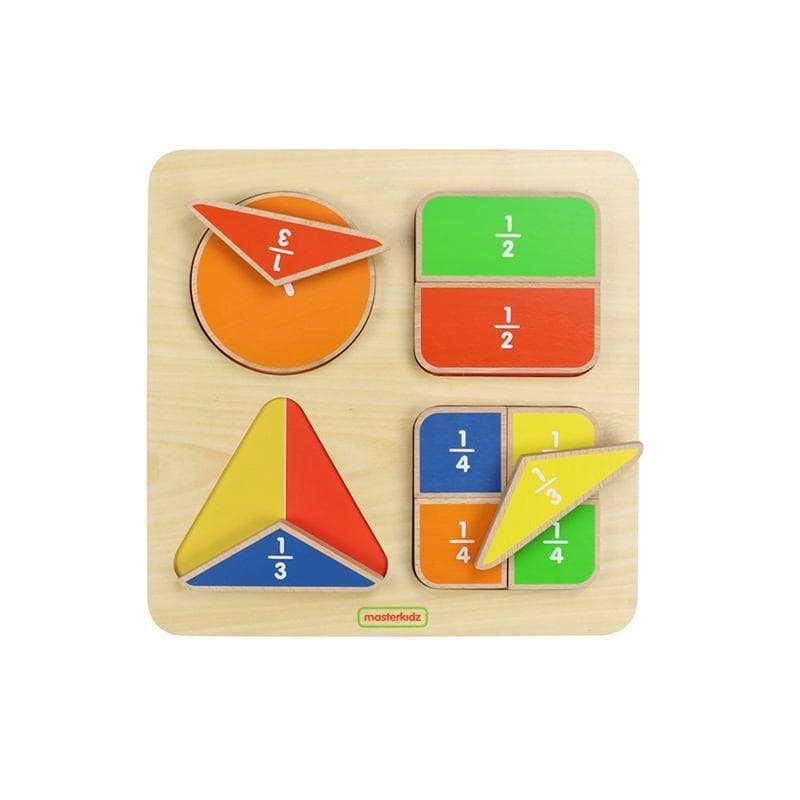 Puzzle din lemn - Forme geometrice si fractii | Masterkidz