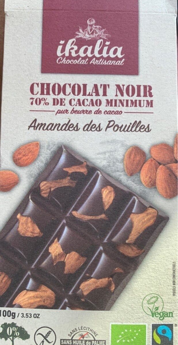 Ciocolata neagra - Chocolat noir Amandes des Pouilles - Ikalia | Ikalia