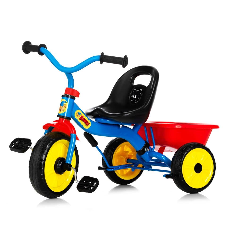 Tricicleta pentru copii Nordic Hoj Bamse cu maner, scaun reglabil in 4 pozitii, roti solide Eva si functie Free-wheel