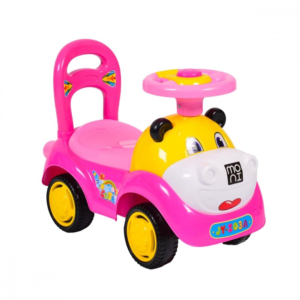 Masinuta copii Ride-On fara pedale Moni Super Car Pink cu functii muzicale si spatiu de depozitare