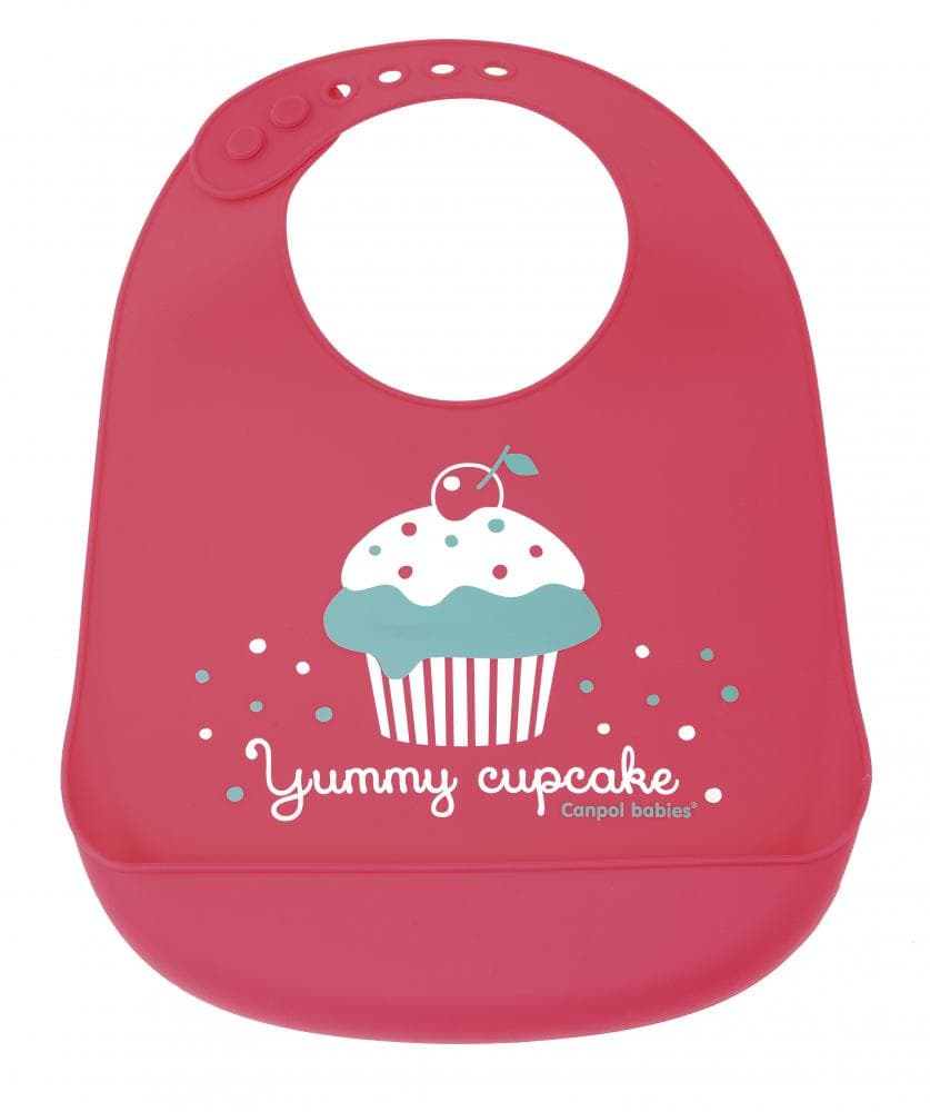 Baveta cu buzunar din silicon Canpol Babies 74020 pink