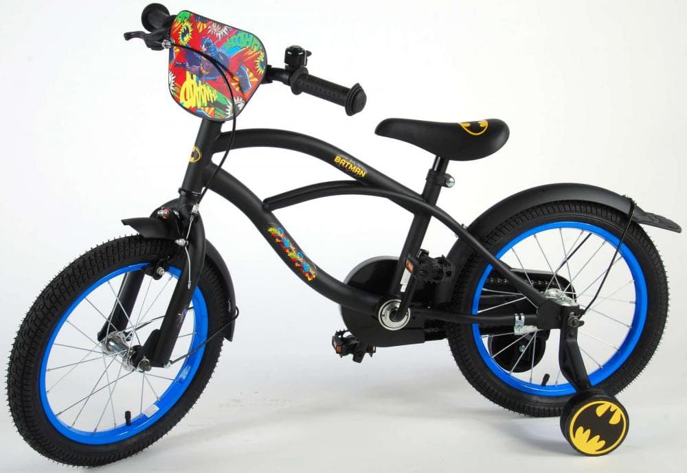 Bicicleta pentru copii EL Batman 16 inch, frana de mana pe ambele roti, scaun si ghidon reglabil, spite, roti gonflabile