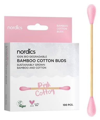 Betisoare din bumbac si bambus 100buc roz