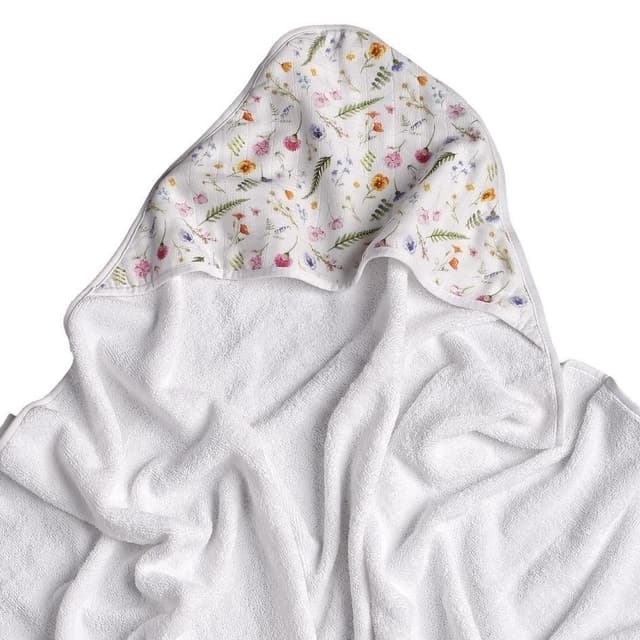 Prosop cu gluga bambusbumbac organic Summer Meadow 90x90cm XKKO