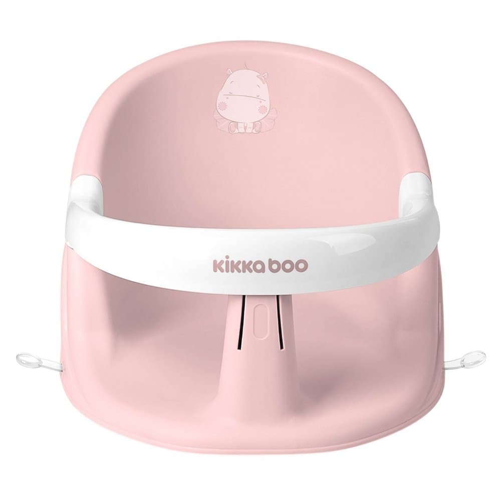 Scaun de baie pentru copii KikkaBoo Hippo Pink,sistem de fixare cu ventuze,Spatar inalt si margine de protectie,recomandat de la 6 luni