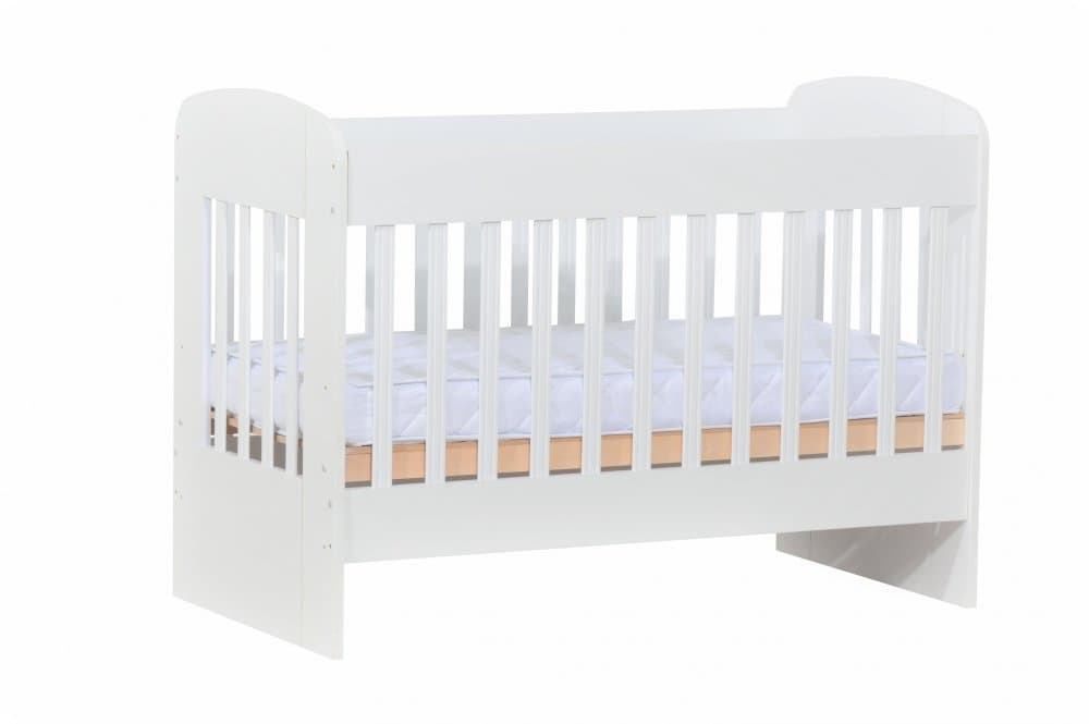 Patut din lemn pentru copii, Nichiduta Sweet Dreams II, somiera reglabila pe 3 inaltimi distincte, tratat cu vopsele si lacuri ecologice pe baza de apa, dimensiuni exterioare 124 x 65 x 90 cm